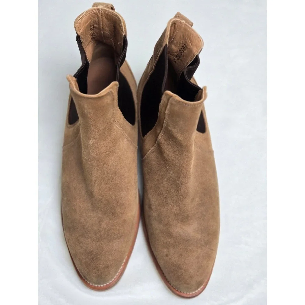 Vintage Tecovas The Chance Mens Sand Suede Chelsea Boots 10D Handmade Mexico